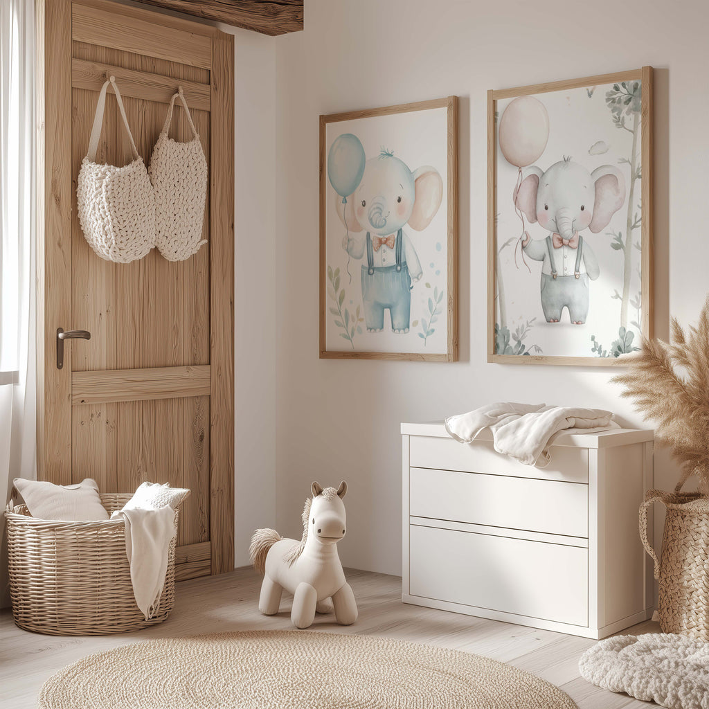 Watercolour Elephant Nursery Print – Baby Room Wall Art