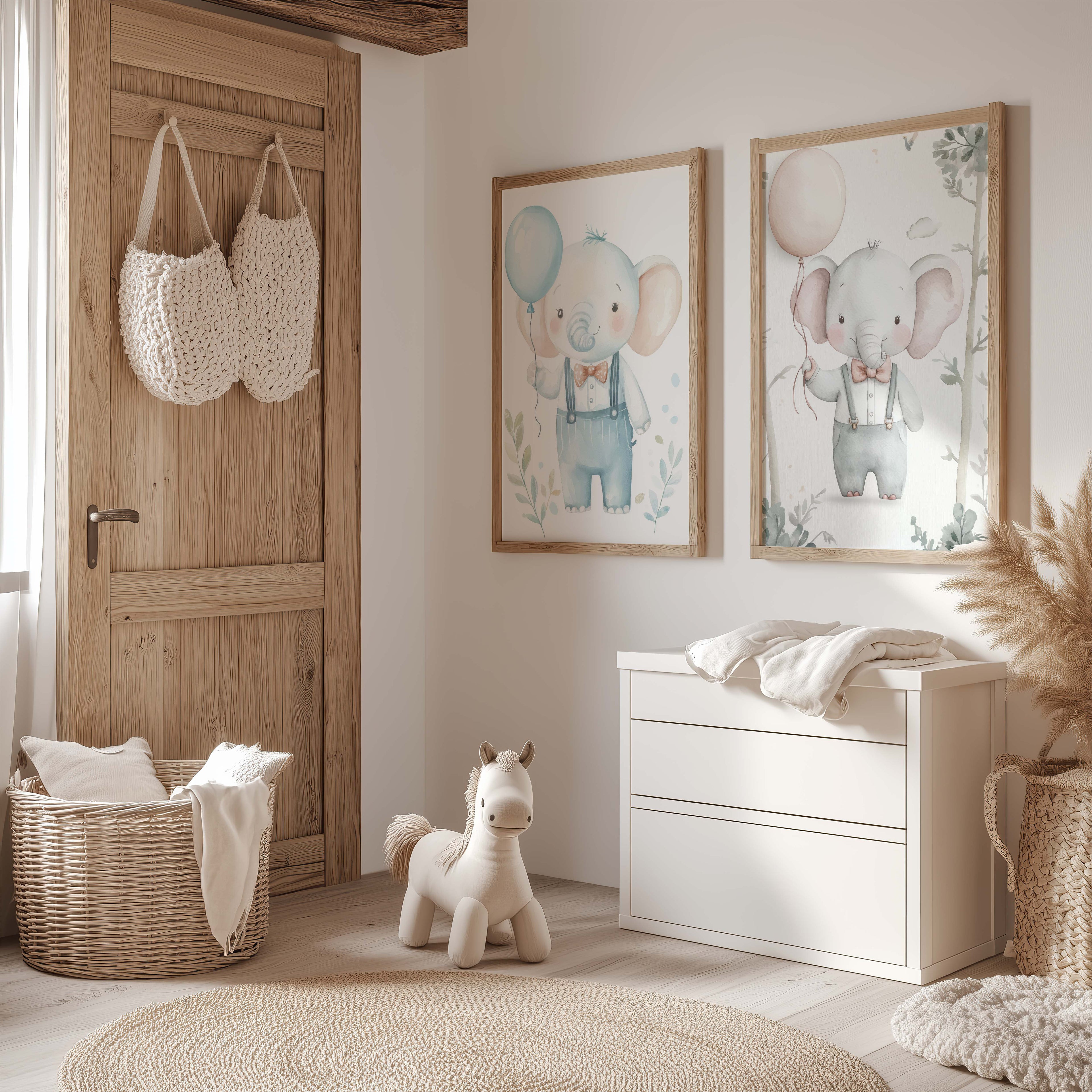 Watercolour Elephant Nursery Print – Baby Room Wall Art