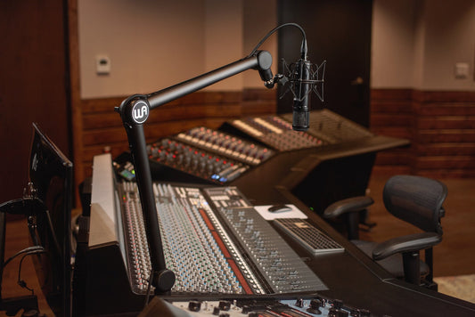 Professional audio mixing console and studio microphone for mixing and mastering
