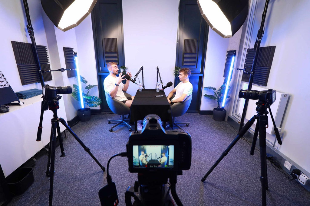 Professional multi-camera podcast studio for monthly recording sessions