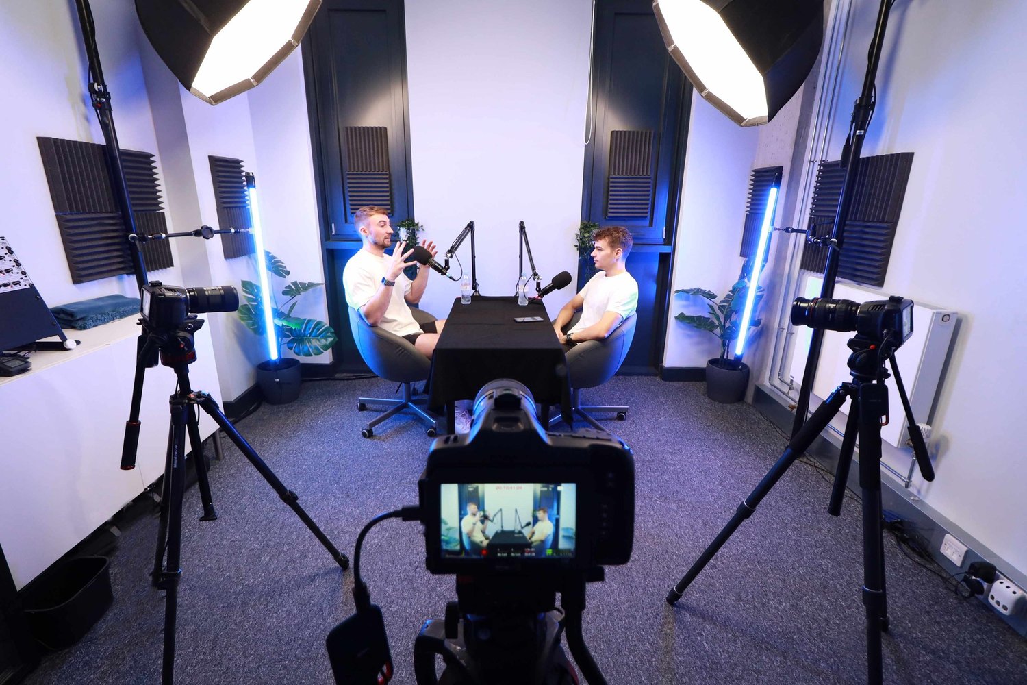Professional multi-camera podcast studio for monthly recording sessions