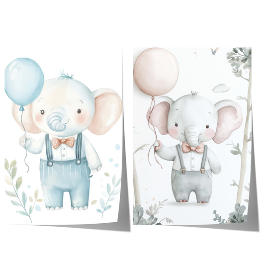 Watercolour Elephant Nursery Print – Baby Room Wall Art