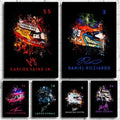 Poster Formel 1 Helm Aquarell Rennfahrer Name Unterschrift Rennnummer · Deko Print ohne Rahmen